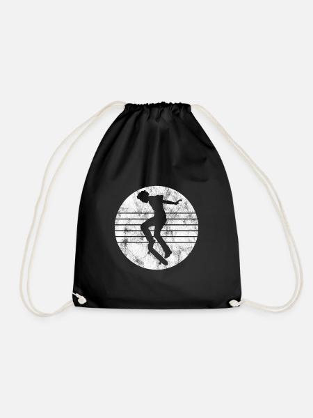 Skateboarder Skateboard Skater Skate Skateing - Drawstring Bag - black