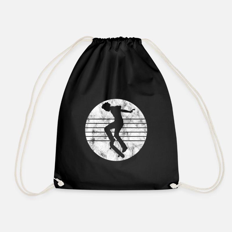 Skateboarder Skateboard Skater Skate Skateing - Drawstring Bag - black