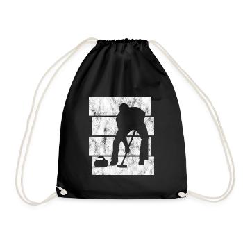 Curling sur glace Curling Retro Cadeau - Sac de sport léger - noir - Devant