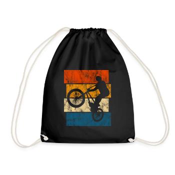 BMX Rad Fahrrad Retro Geschenk Bicycle Motocross - Turnbeutel - Schwarz - Vorne