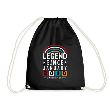 2010 Legend Since Birthday Gift January - Drawstring Bag - black - Front