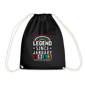 2013 Legend Since Geburtstag Geschenk Januar - Turnbeutel - Schwarz - Vorne