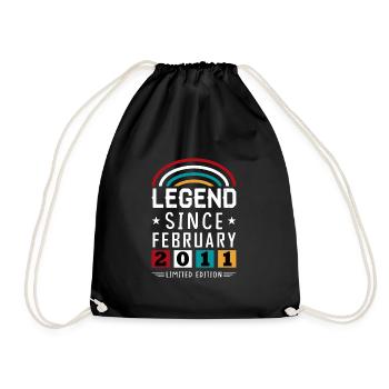 2011 Legend Since Birthday Gift February - Drawstring Bag - black - Front