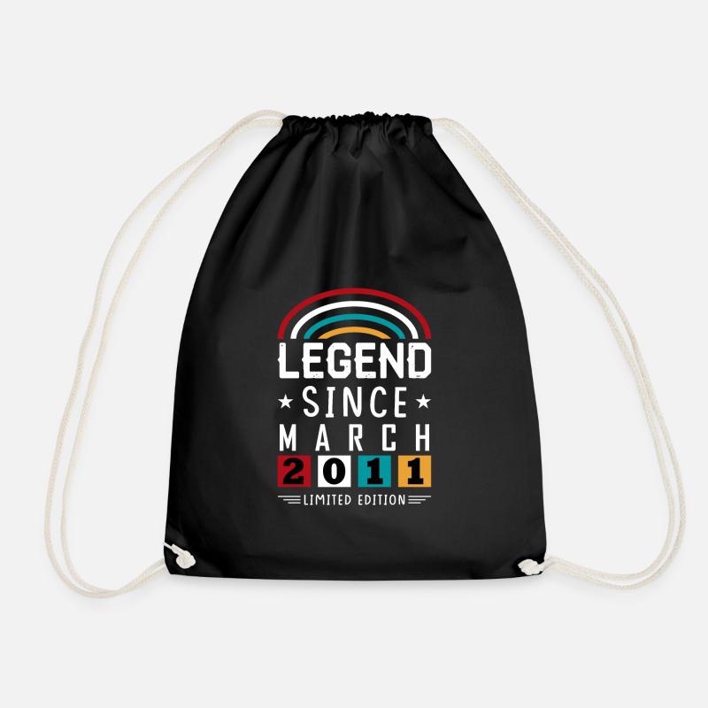2011 Legend Since Birthday Gift March - Drawstring Bag - black