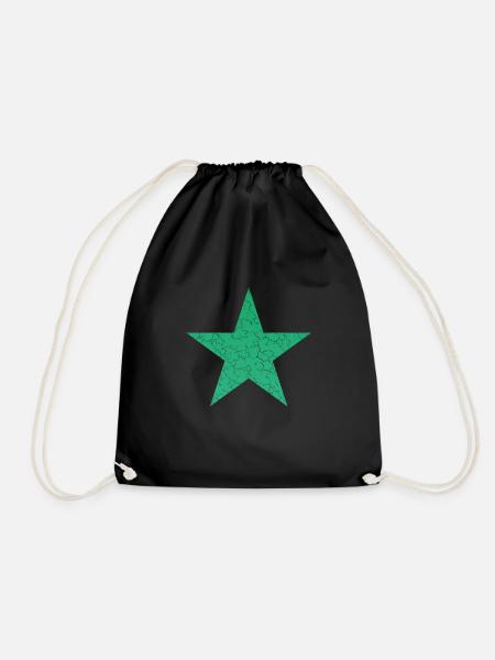 grüner Stern retro, green retro star - Turnbeutel - Schwarz