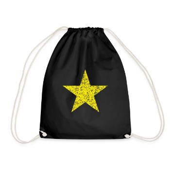 gelber Stern used look - yellow star vintage look - Turnbeutel - Schwarz - Vorne