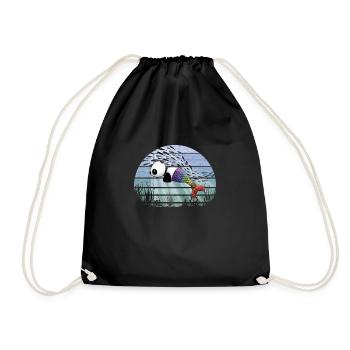 Fantasy Underwater Kawaii Panda Mermaid - Drawstring Bag - black - Front
