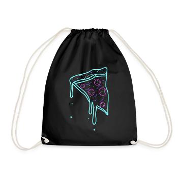 Neon Retro Pizza Time Geschenk - Turnbeutel - Schwarz - Vorne