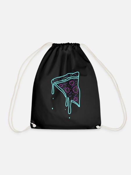 Neon Retro Pizza Time Geschenk - Turnbeutel - Schwarz