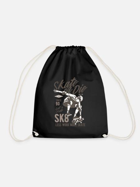 Skater Skatboard Skate - Drawstring Bag - black