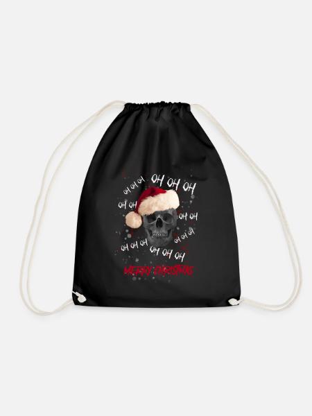 Santa Claus Skull - Drawstring Bag - black