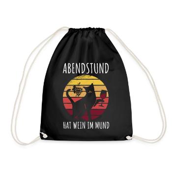 Abendstund hat Wein im Mund - Lustiges Wein Shirt - Turnbeutel - Schwarz - Vorne