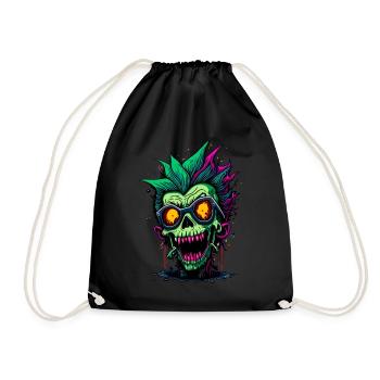 Bunter cooler Zombie - Turnbeutel - Schwarz - Vorne