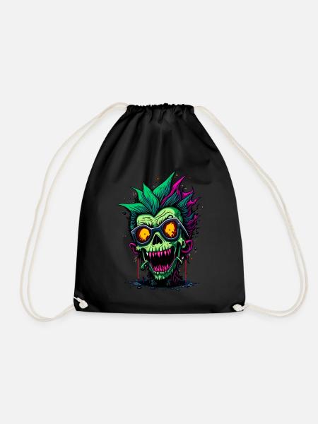 Bunter cooler Zombie - Turnbeutel - Schwarz