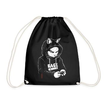 Hoodie Cat - Turnbeutel - Schwarz - Vorne