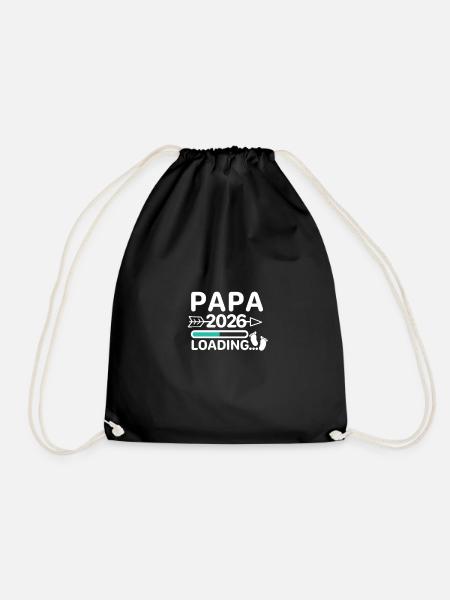 Papa 2026 Babyfüße - Turnbeutel - Schwarz