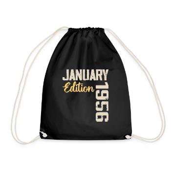 Birthday gift born in January 1956 - 1956 - Drawstring Bag - black - Front