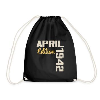 Birthday 82 Years April 1942 Birthday Gift - Drawstring Bag - black - Front