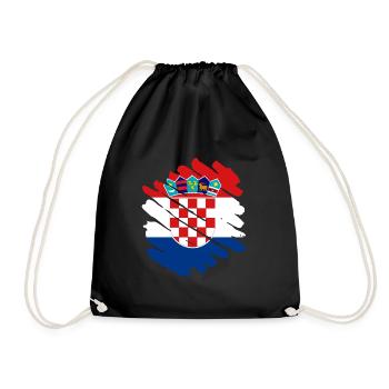 Kroatien Flagge Adria Zagreb Kroatische Fahne - Turnbeutel - Schwarz - Vorne