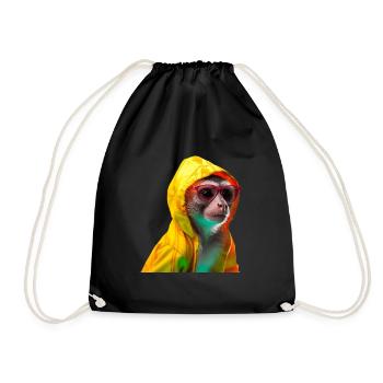 Totenkopfäffchen mit Sonnenbrille Bunt Coole Affen - Turnbeutel - Schwarz - Vorne
