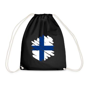 Finland Flag Suomi Finnish Flag Used Look - Drawstring Bag - black - Front
