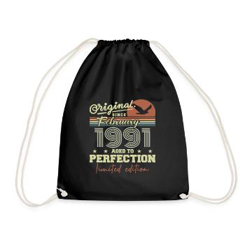 Anniversaire février 1991 - Sac de sport léger - noir - Devant