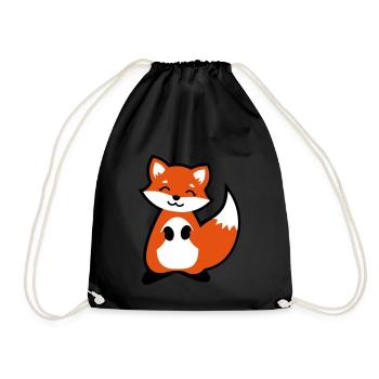 Niedlicher Fuchs Tierkind / Cute fox animal child - Turnbeutel - Schwarz - Vorne