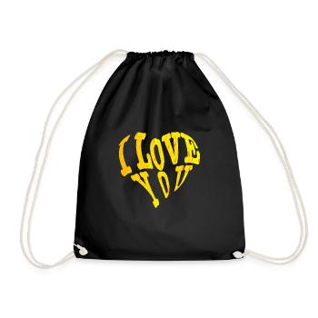 I love You, ich liebe dich, Bier, Beer - Turnbeutel - Schwarz - Vorne
