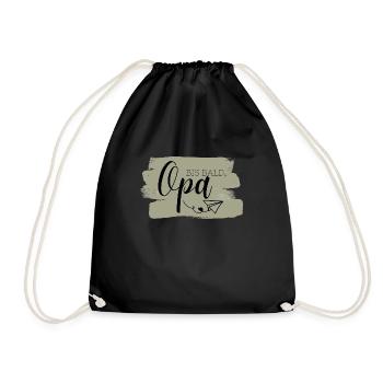 Bis bald, Opa Aufdruck, Papierflieger, Olivgrün - Turnbeutel - Schwarz - Vorne
