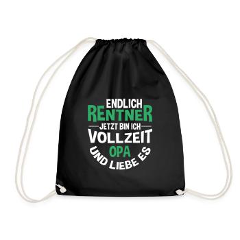 Geschenk für Opa | Jetzt bin ich Vollzeit Opa - Turnbeutel - Schwarz - Vorne