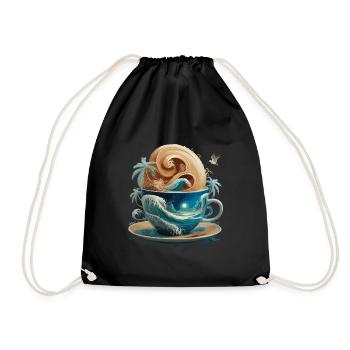 Tropical Beach Waves Kaffeetasse für eine - Turnbeutel - Schwarz - Vorne