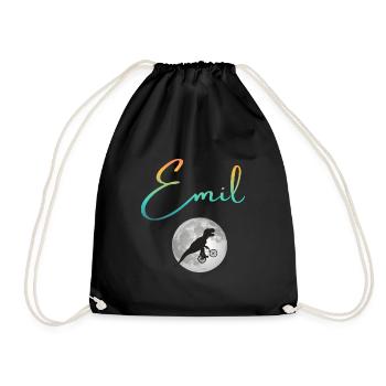 EMIL - Beautiful boy name with dinosaur - Drawstring Bag - black - Front