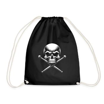 Skull und gekreuzte Drumsticks - Turnbeutel - Schwarz - Vorne