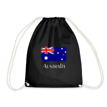 Australien, Flagge, Flag from Australia - Turnbeutel - Schwarz - Vorne