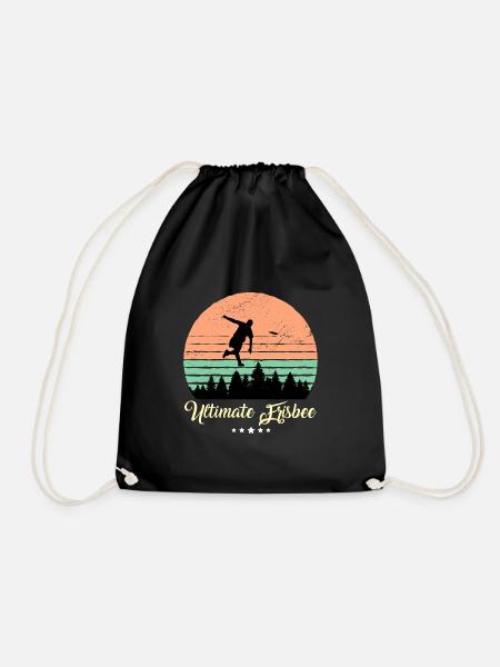 Ultimate Frisbee Vintage Retro Sonnenuntergang - Turnbeutel - Schwarz