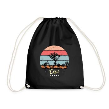 Corail Plongée Vintage Rétro Animaux Coucher de soleil - Sac de sport léger - noir - Devant
