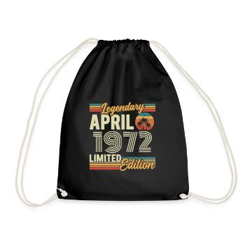 April 1972 54th Anniversary Gift - April 1972 - Drawstring Bag - black - Front