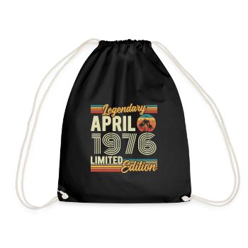 April 1976 50th Anniversary Gift - April 1976 - Drawstring Bag - black - Front