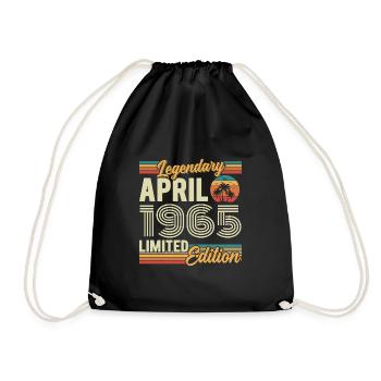 April 1965 61st Birthday Gift - April 1965 - Drawstring Bag - black - Front