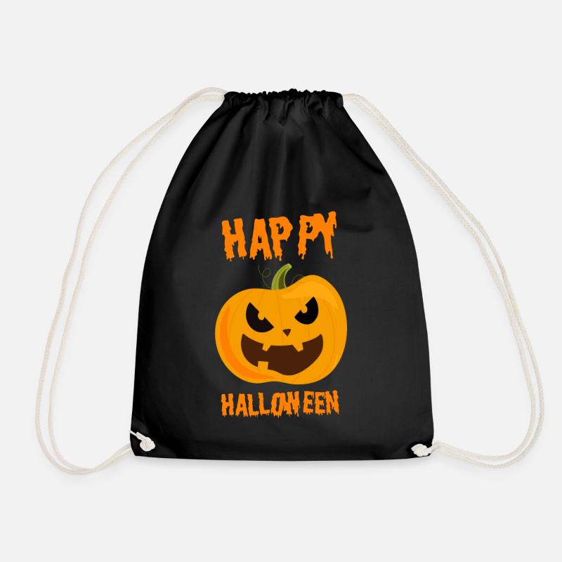 pumpkin - Drawstring Bag - black