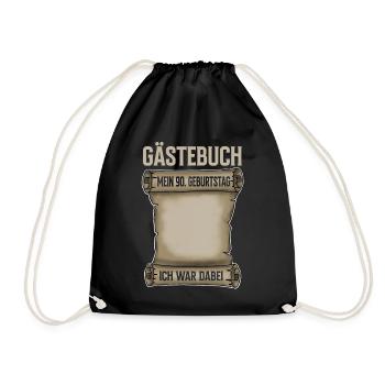 90. Geburtstag Gästebuch - Turnbeutel - Schwarz - Vorne