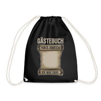 25. Geburtstag Gästebuch - Turnbeutel - Schwarz - Vorne