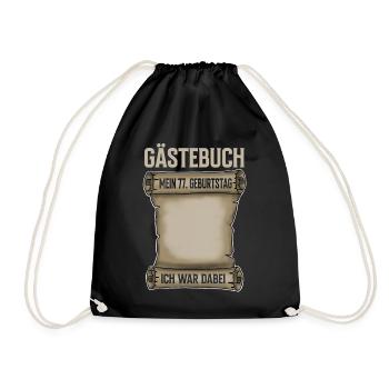 77. Geburtstag Gästebuch - Turnbeutel - Schwarz - Vorne