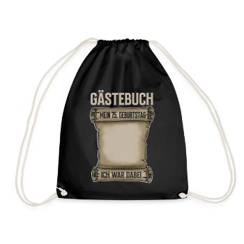 75. Geburtstag Gästebuch - Turnbeutel - Schwarz - Vorne
