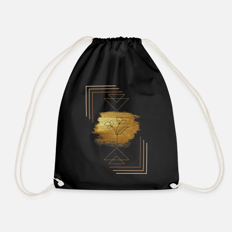 Goldenes, abstraktes Design mit Blume - Turnbeutel - Schwarz