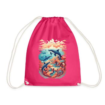 peninsula with sea wolfs and whales - Sac de sport léger - fuchsia - Devant