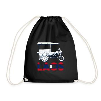 Laos Lao Laotians Pride Flag County I Gift - Drawstring Bag - black - Front