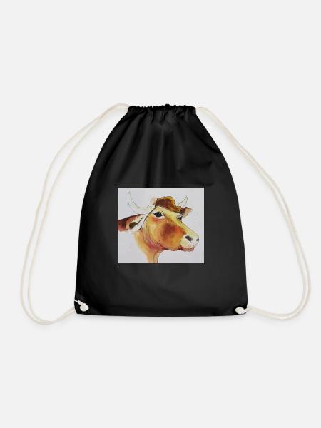 Cool Moo - Drawstring Bag - black