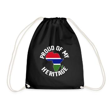 Proud Of My Gambia Heritage Gambia Flag Africa Map - Drawstring Bag - black - Front