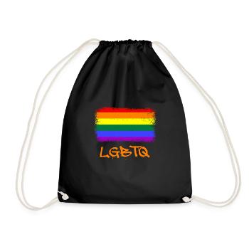 Gay Pride, schwul, LGBT, Regenbogen, Geschenk - Turnbeutel - Schwarz - Vorne